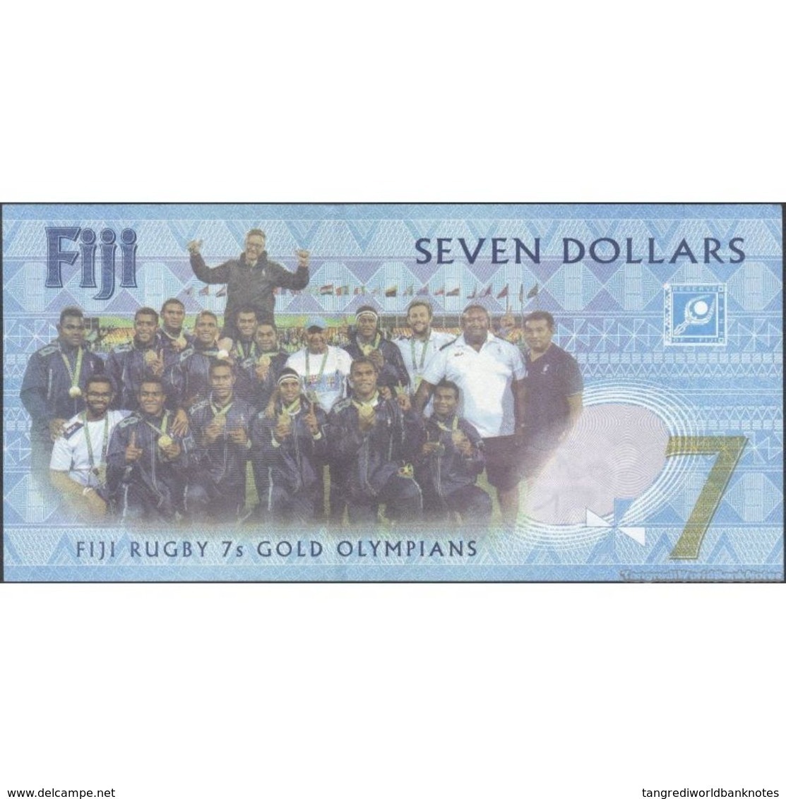 TWN - FIJI ISLANDS NEW - 7 Dollars 2017 - 2016 Fiji Rugby 7s Gold Medal Win - Prefix AU - Signature: Whiteside﻿ UNC - Figi