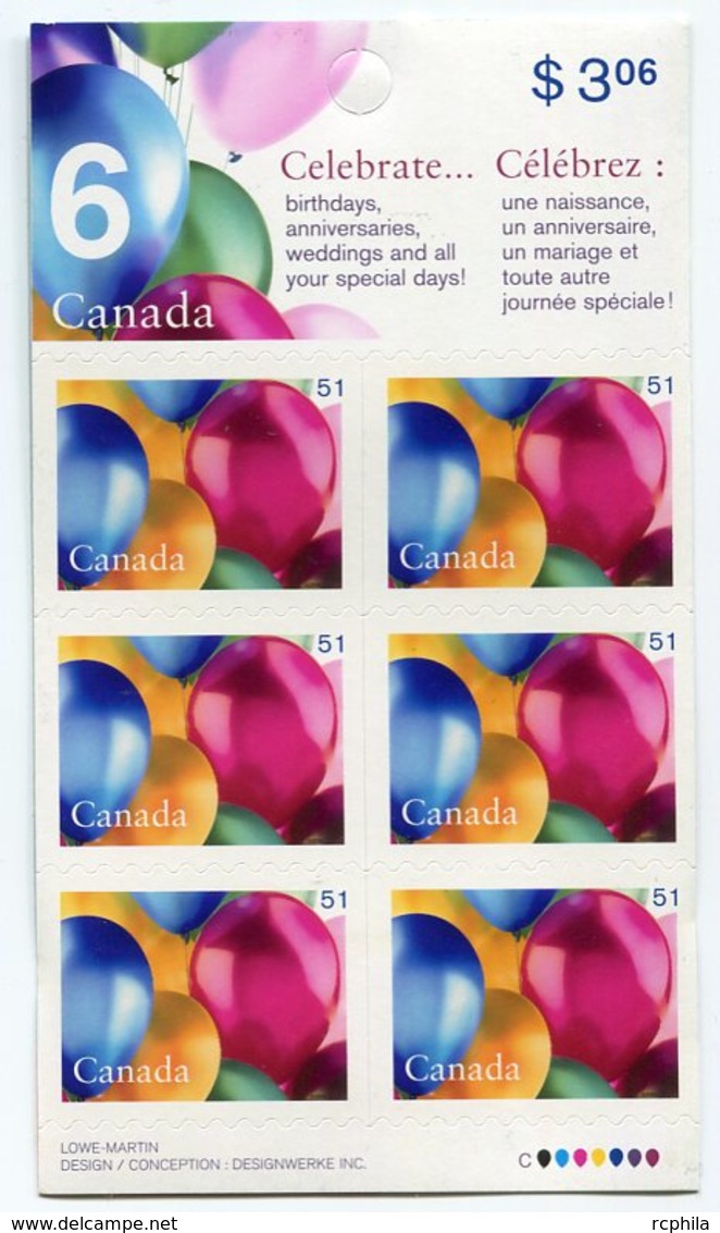 RC 11417 CANADA 2006 BIRTHDAY BALLONS CARNET BOOKLET MNH NEUF ** - Volledige Boekjes
