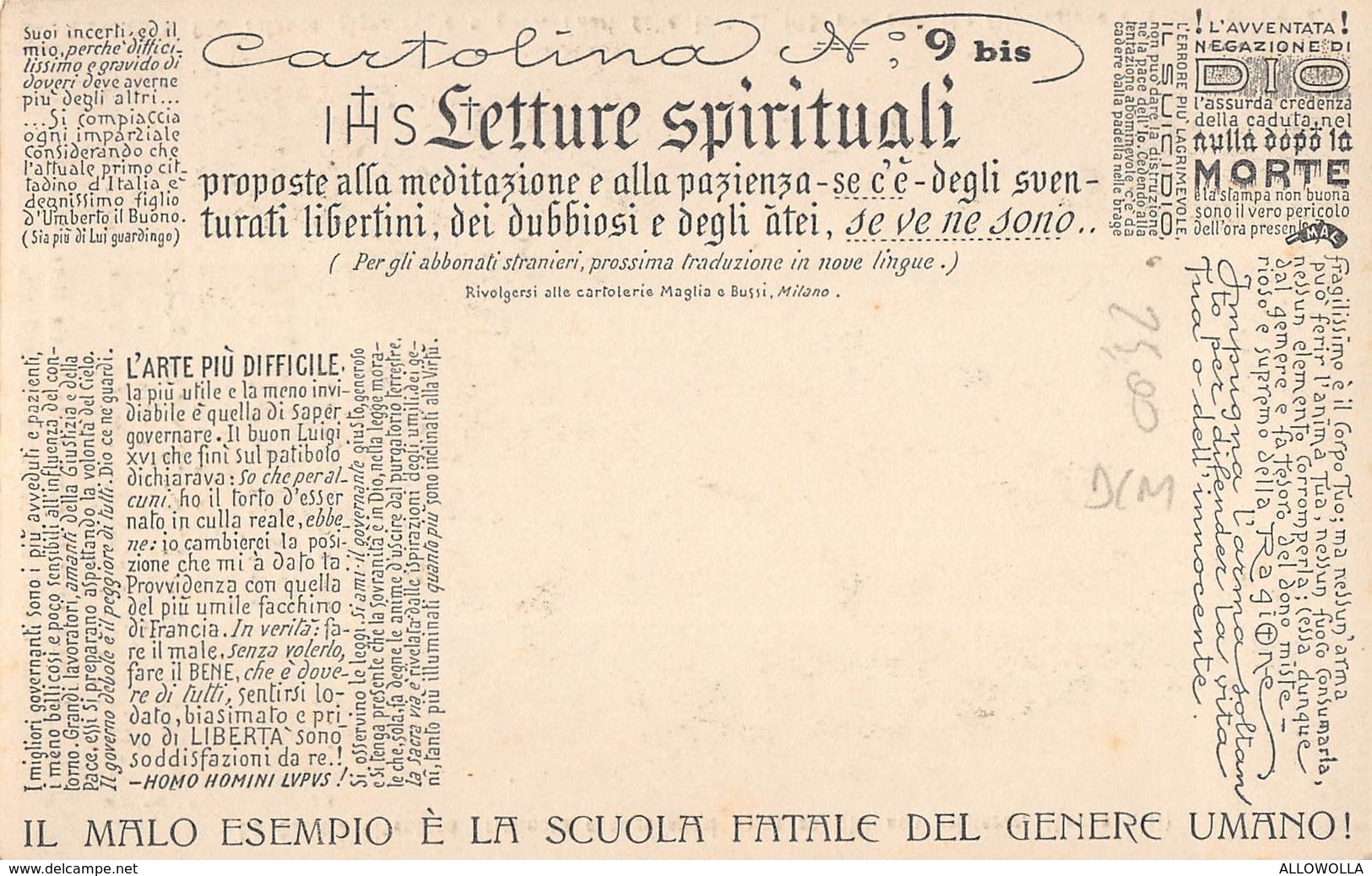 2335 " UMBERTO IL BUONO - LETTURE SPIRITUALI-CITAZIONI DI DANTE E GOETHE " CART. POST. ORIG. NON SPEDITA - Case Reali