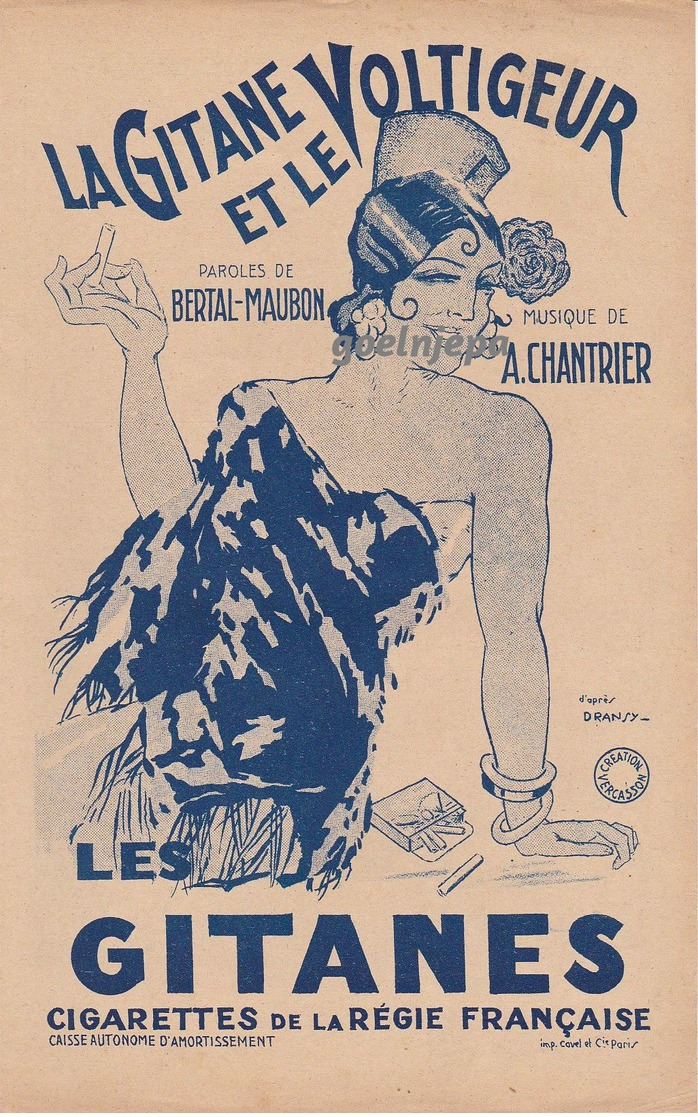 LA GITANE ET LE VOLTIGEUR Bertal-Maubon, Chantrier ( Tabac, Cigarette) - Partitions Musicales Anciennes