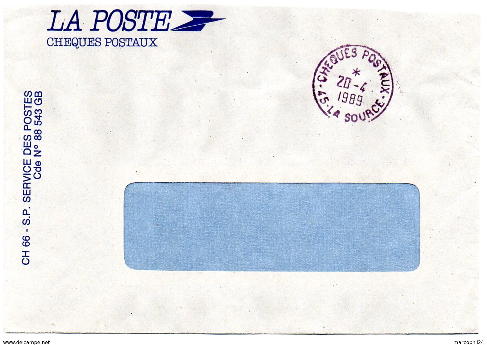 LOIRET - Dépt N° 45 = ORLEANS LA SOURCE 1989 =  CACHET MANUEL A9 CHEQUES POSTAUX - Handstempel