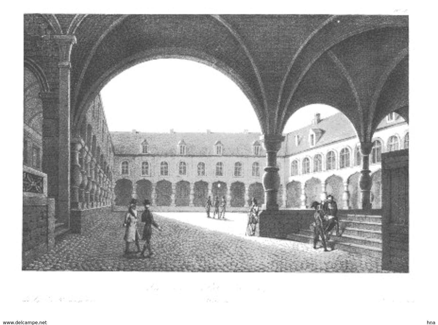 La Cour Du Palais à Liège En 1825 - Prenten & Gravure