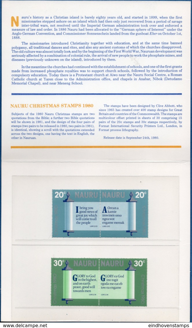 1980 Christmas Lucas Gospel - Presentation Pack No 10, With 2 Pairs, - Christianisme