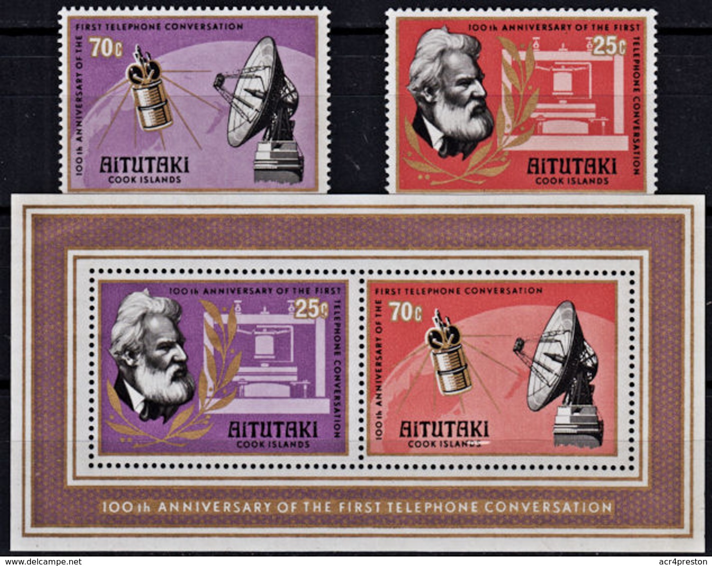 A1166 AITUTAKI 1977, SG 218-MS220 Telephone Centenary,  MNH - Aitutaki