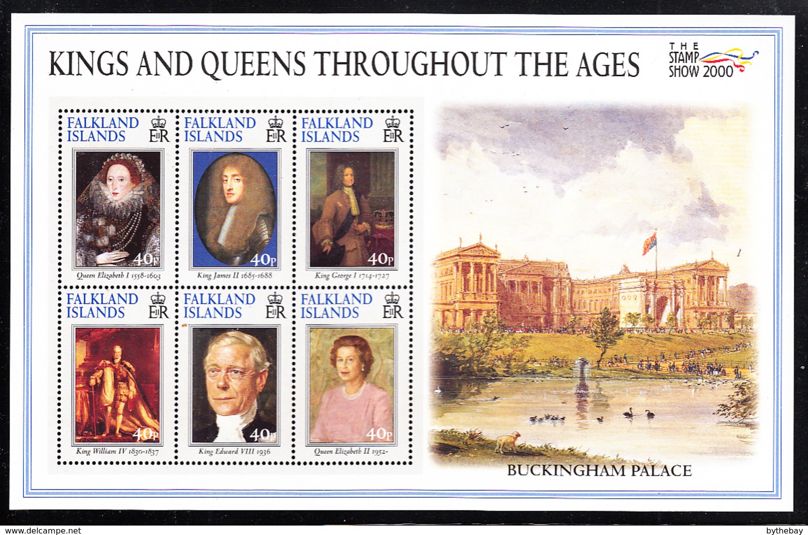 Falkland Islands 2000 MNH Sc #761 Elizabeth I, II, James II, George I, William IV, Edward VIII British Monarchs - Falkland