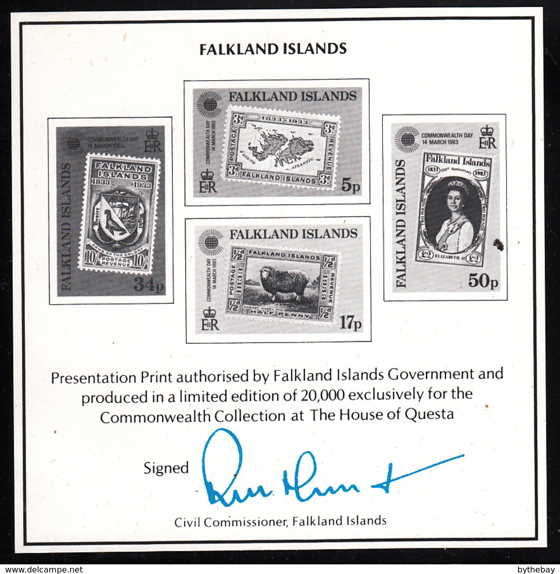 Falkland Islands 1983 MNH Sc #371-#374 Black Print For Commonwealth Collection - Falkland