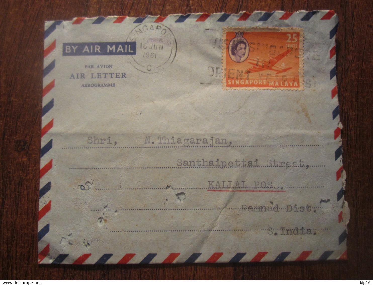 1961 MALAYA AIR MAIL COVER To S. INDIA - Other & Unclassified
