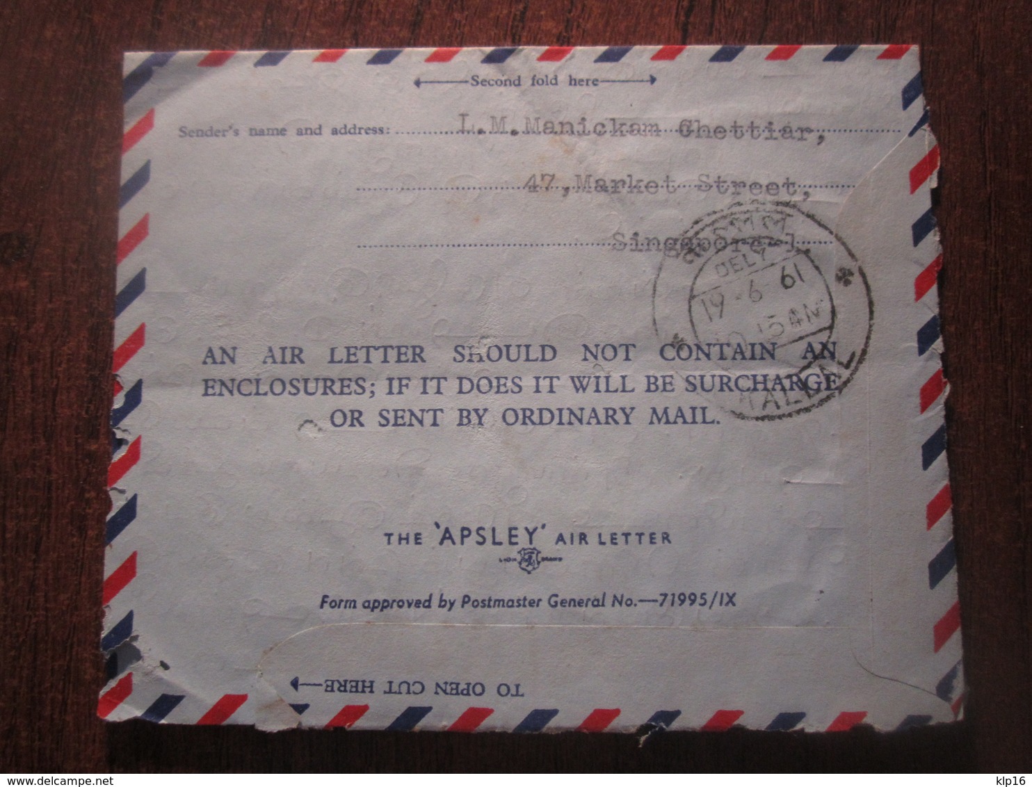 1961 MALAYA AIR MAIL COVER To S. INDIA - Other & Unclassified