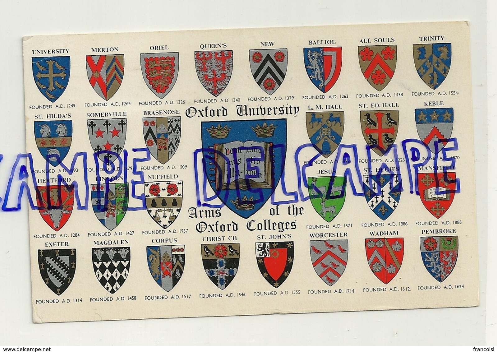 Royaume-Uni. Oxford University. Arms Of The Oxford Colleges 1977 - Ecoles
