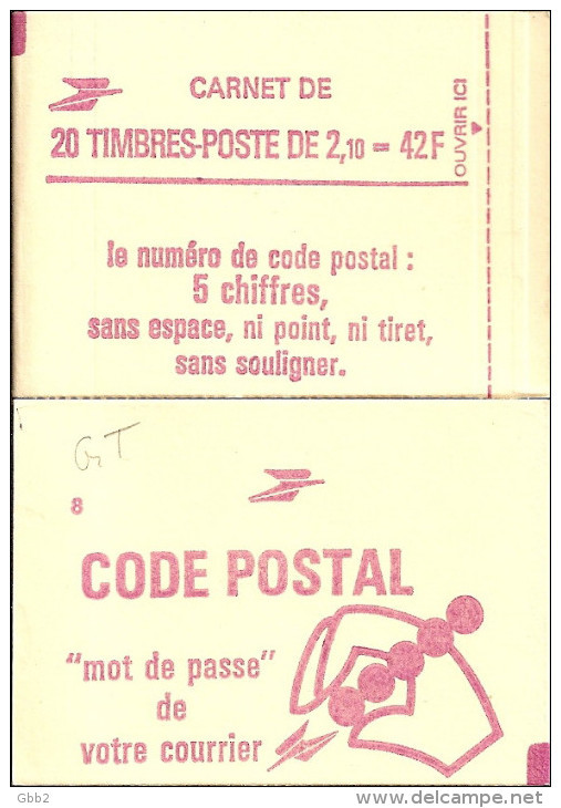 CARNET 2319-C 4a Liberté De Delacroix "CODE POSTAL" Daté 29/6/84 (bas) Fermé Bas Prix Parfait état RARE - Autres & Non Classés