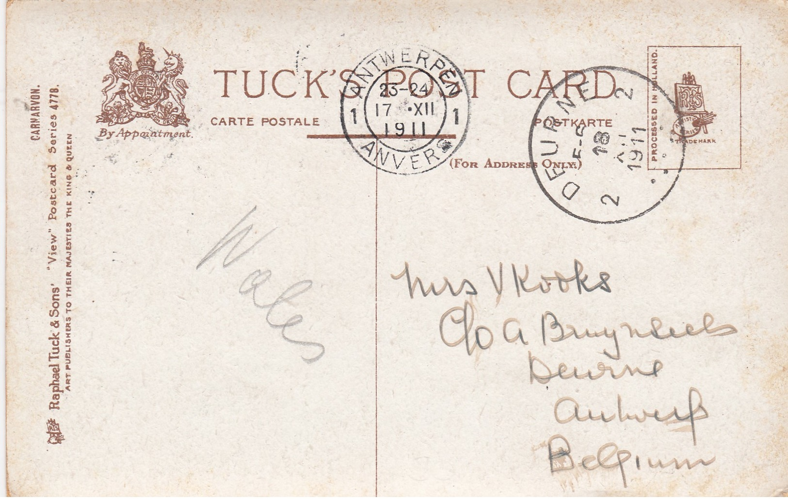 Caernarfon, Gwynedd, North-west Wales , 1911 ; TUCK 4778 - Other & Unclassified