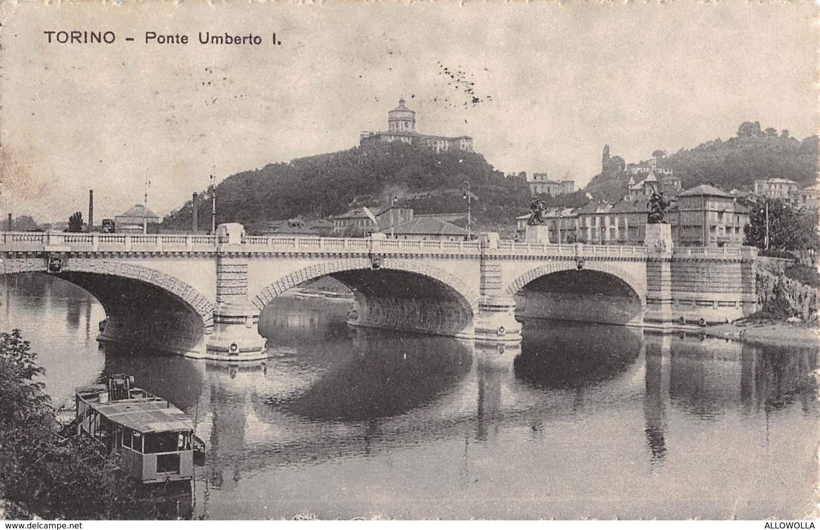 2351 " TORINO - PONTE UMBERTO I - BATTELLO DRAGA SUL PO "CART. POST. ORIG. SPEDITA - Fiume Po