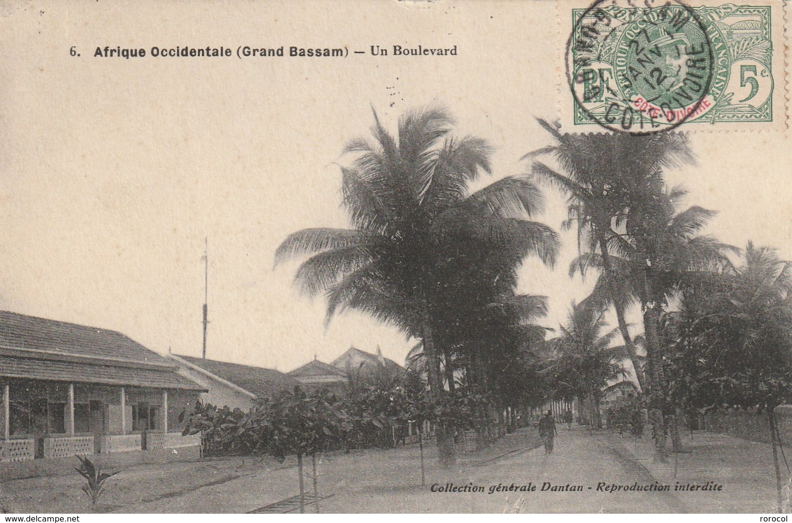 CP GRAND-BASSAM 27/01/1912 Un Boulevard - Lettres & Documents