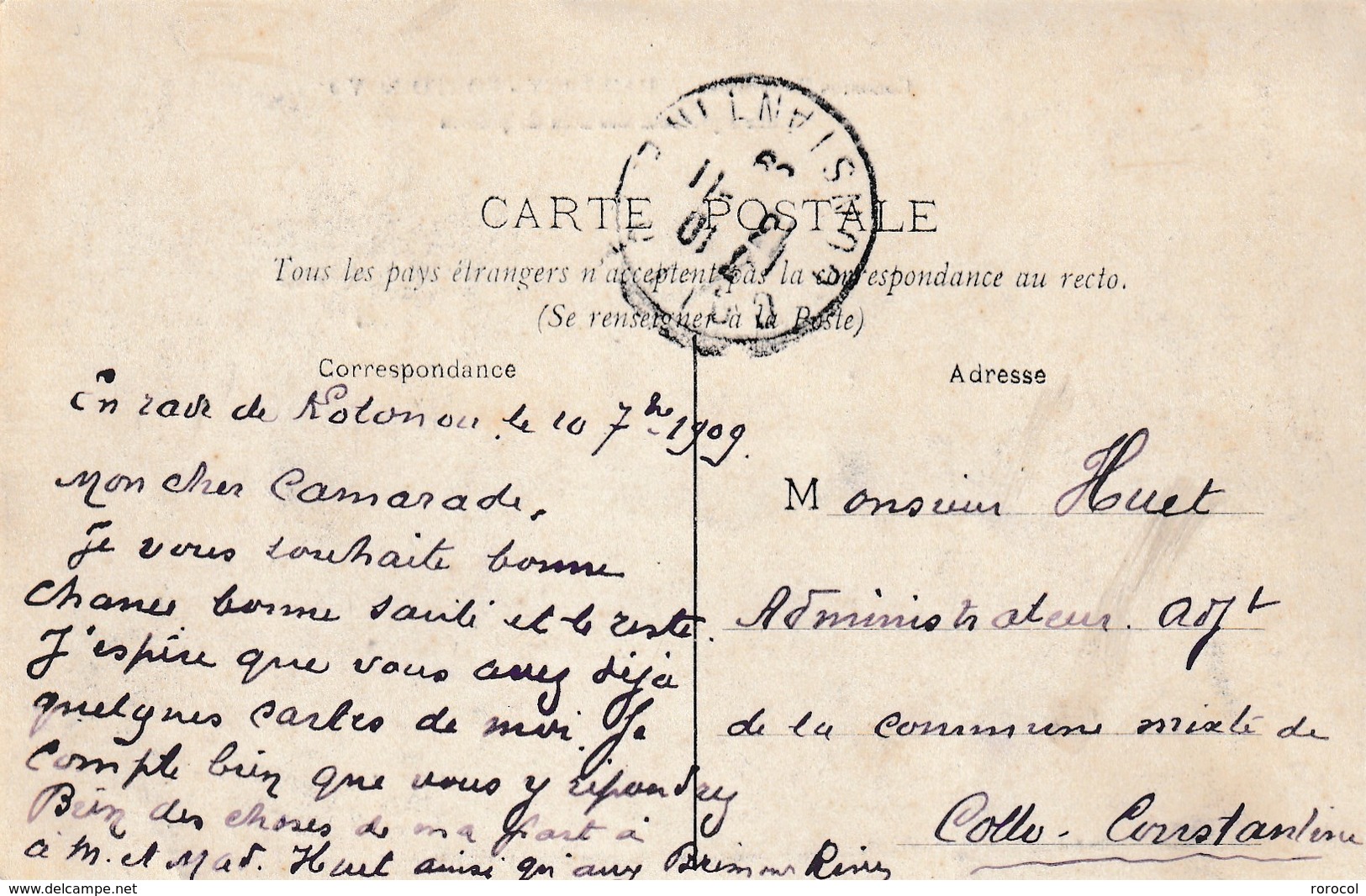 CP COTONOU 10/10/1909 PORTO-NOVO Embarquement Des Noix De Palmes - Lettres & Documents