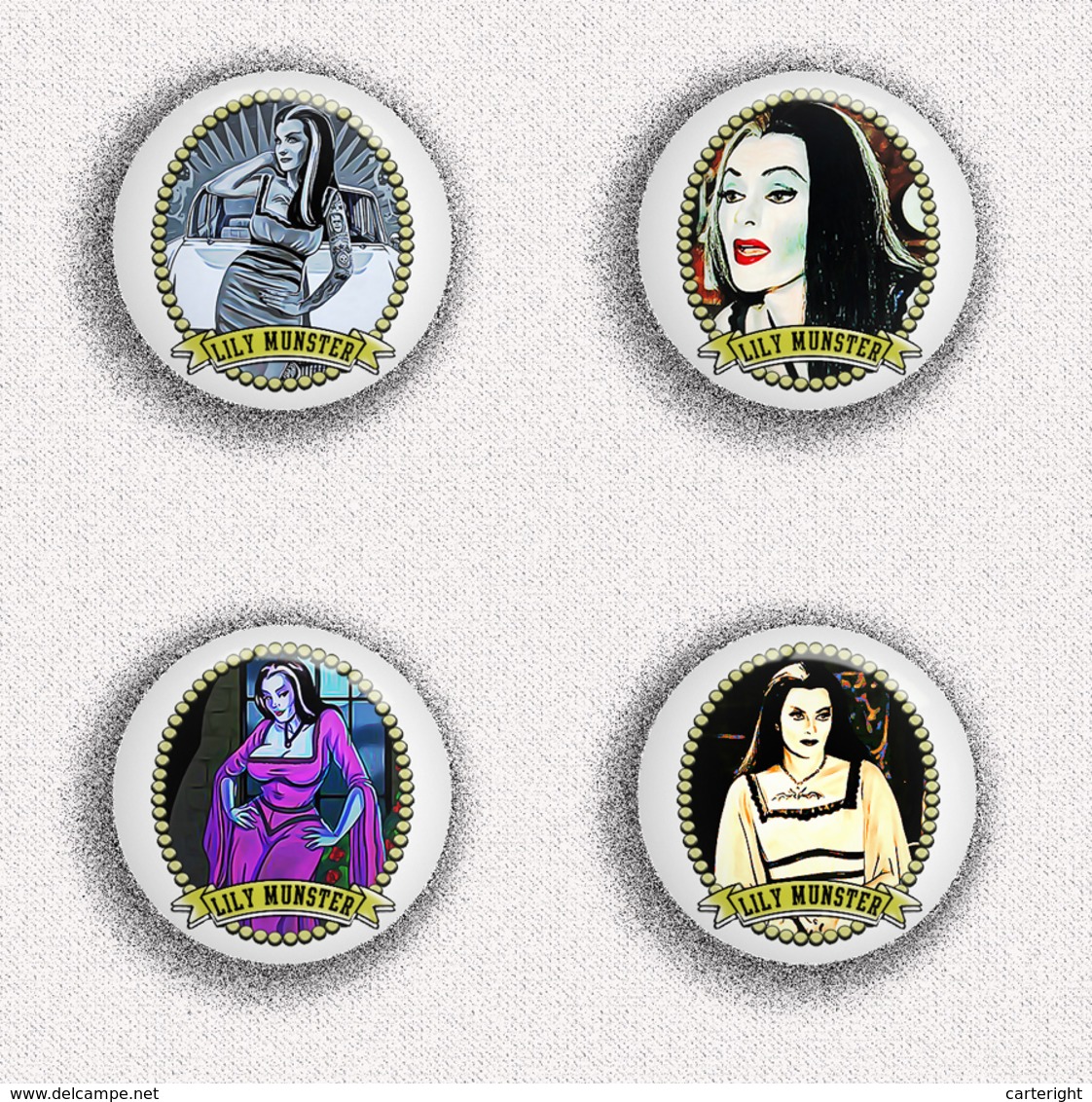 35 X The Munsters LILY Movie Film Fan ART BADGE BUTTON PIN SET 4 (1inch/25mm Diameter) - Films