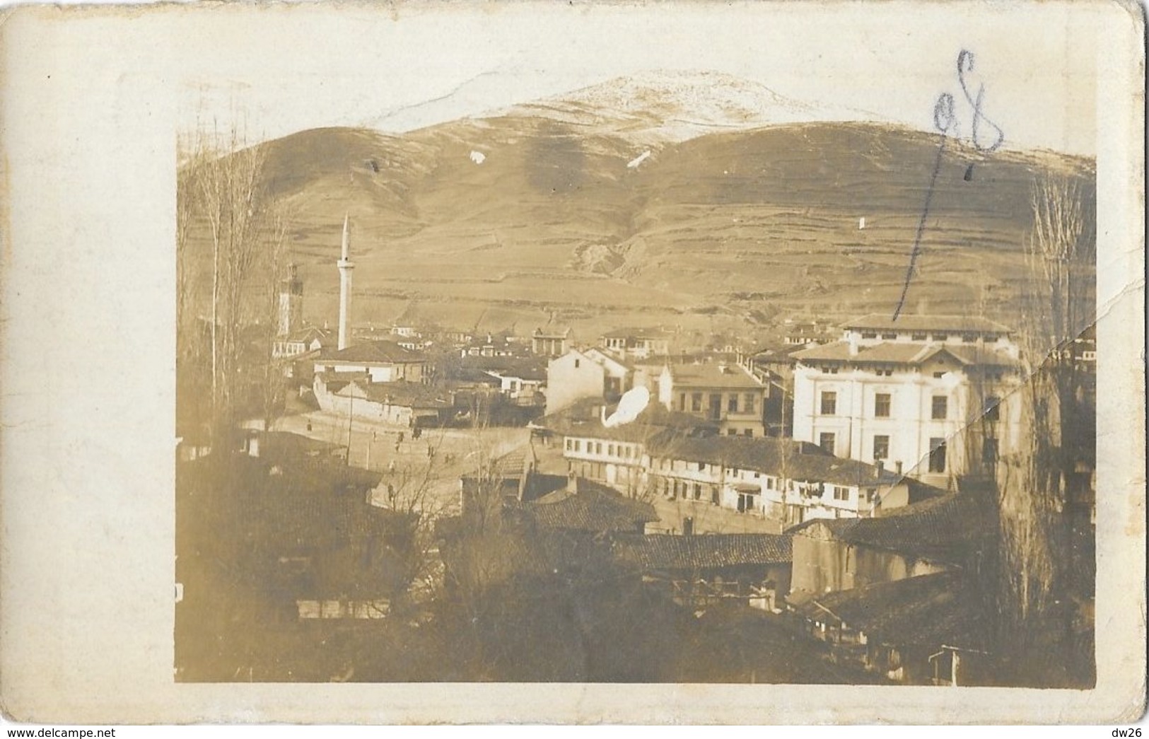 Carte-photo De Grèce Pendant La Guerre Des Balkans? Macédoine, Florina (Serbie)  Vue Générale, Minaret - Griechenland