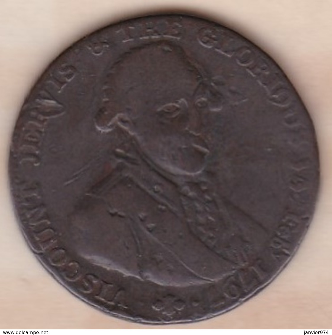 Halfpenny Token 1797, Viscount Jervis Portsmouth Portsea, Navire - Autres & Non Classés