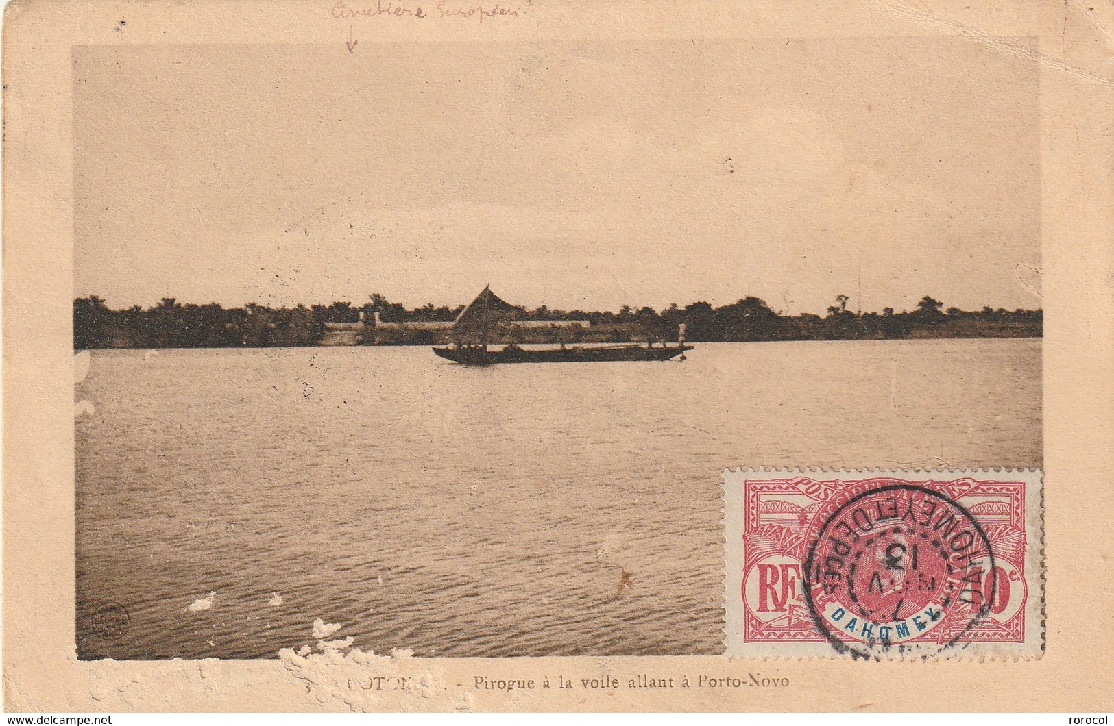 CP SAVE 7/11/1913 Pirogue à La Voile Allant à Porto-Novo - Brieven En Documenten