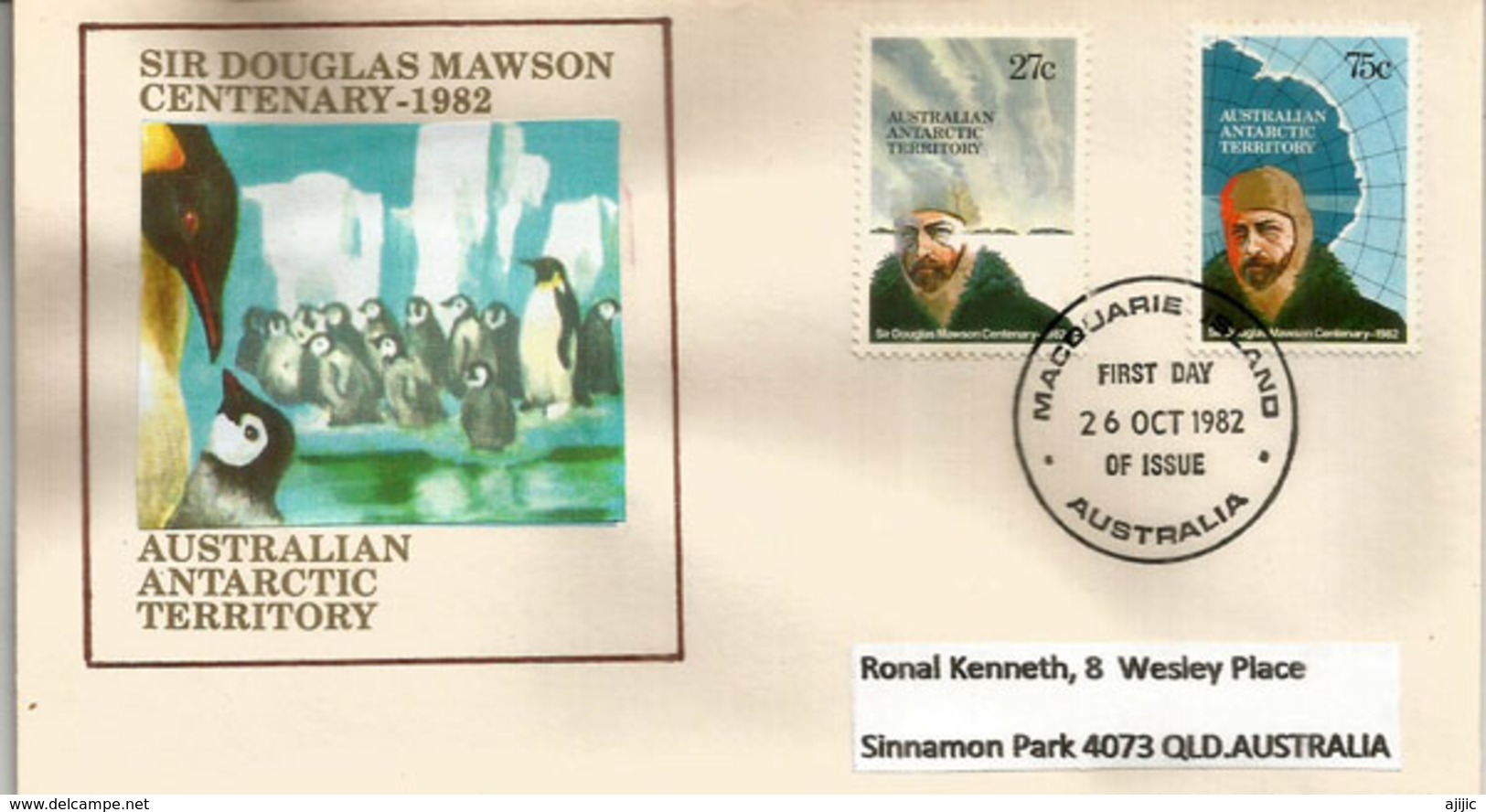 Explorateur Polaire Douglas Mawson (Antarctic Explorer) Nimrod Expedition 1907, Sur Lettre Adressée En Australie - FDC