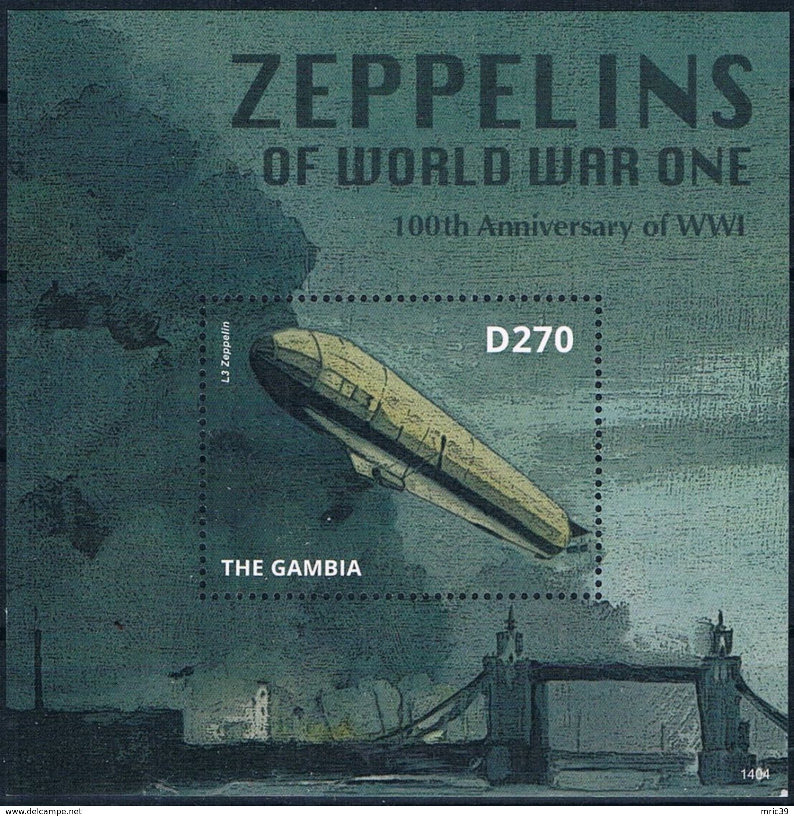 Bloc Sheet 1ere Guerre Mondiale War 1 Zeppelin  Neuf MNH ** Gambia 2014 - WW1