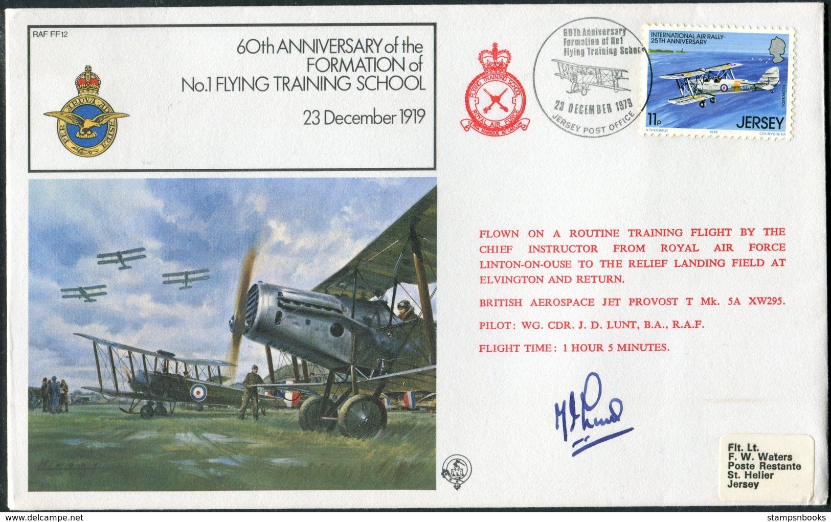 1979 Jersey RAF FF12 Signed Flight Cover. Royal Air Force Linton On Ouse - Jersey