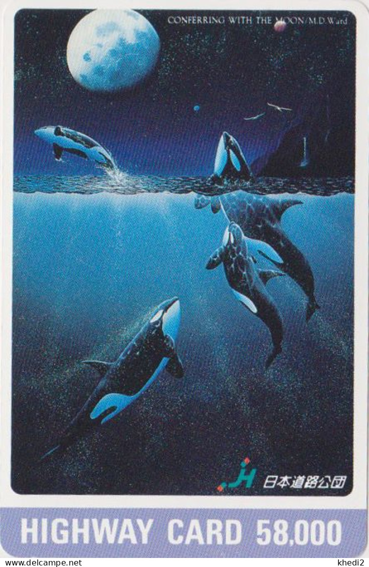 Carte JAPON - PEINTURE WARD - PEINTURE WARD - ORQUE - ORCA ** CONFERRING WITH THE MOON ** JAPAN Highway Card - HW 317 - Dolphins