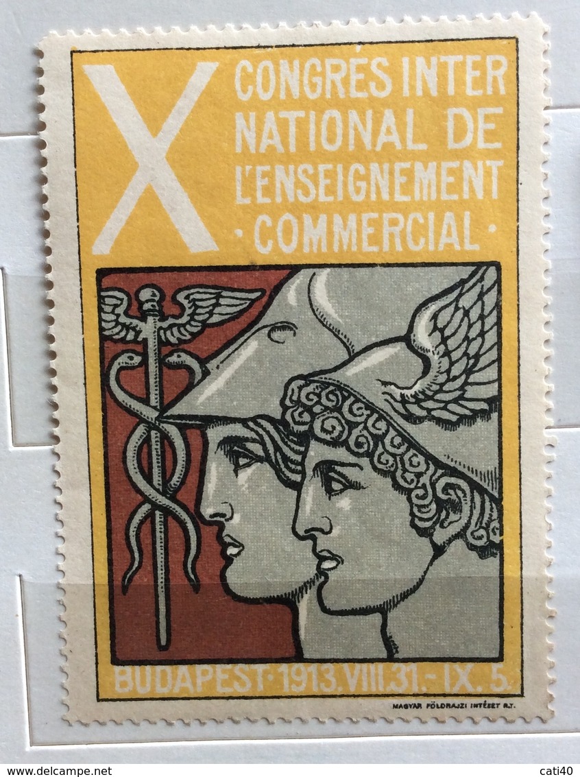 BUDAPEST 1913 X CONGRESSO INTERNAZIONALE INSEGNAMENTO COMMERCIALE   ERINNOFILO CHIUDILETTERA  ETICHETTA PUBBLICITARIA - Non Classificati