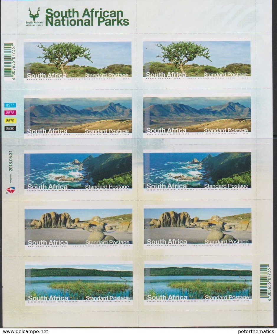 SOUTH AFRICA, 2018, MNH, NATIONAL PARKS,  MOUNTAINS,  COASTLINES, TREES, SHEETLET - Other & Unclassified