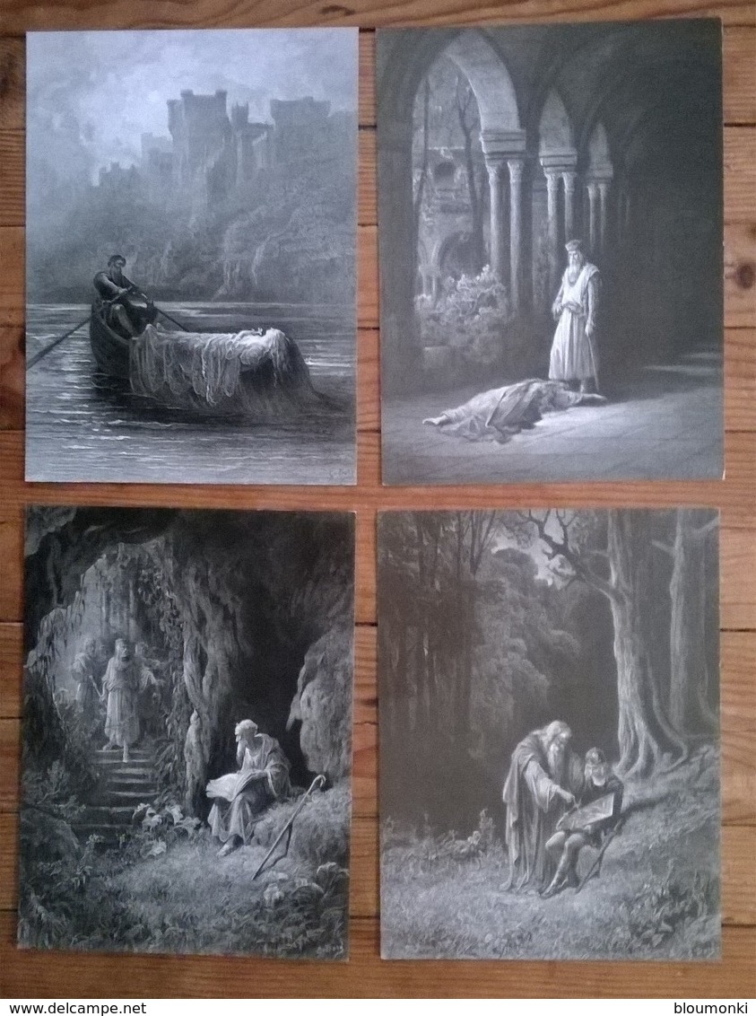 Lot De 4 Cartes Postales Grand Format / Gravure De Gustave Doré / Aux Vents De Rouyaumes - Artisanat