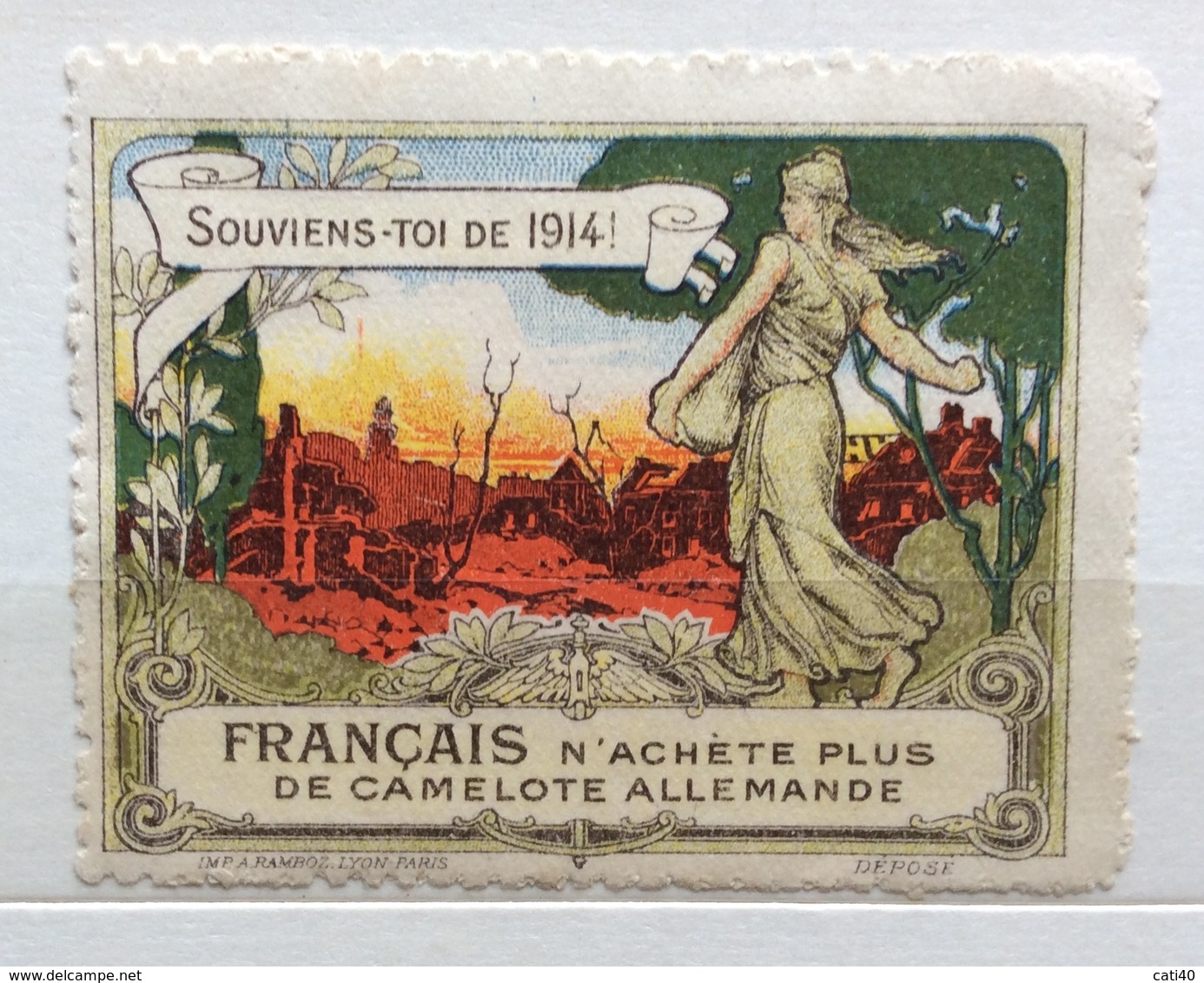 SOUVIENS TOIU DE 1914  FRANCAIS N'ACHETE PLUS DE CAMELOTE ALLEMANDE    ERINNOFILO CHIUDILETTERA  ETICHETTA PUBBLICITARIA - Non Classificati