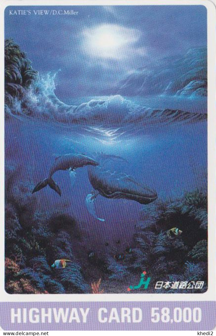 Carte JAPON - PEINTURE MILLER / KATIE'S VIew  - Animal BALEINE & POISSON - WHALE & FISH - JAPAN Highway Card - HW 326 - Delfines