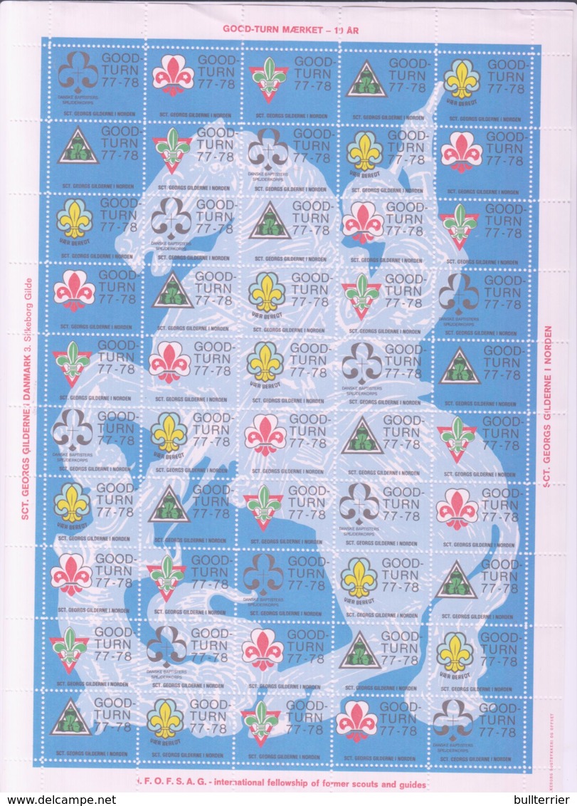 SCOUTS -  DENMARK - 1977- ST GEORGES GUILD SHEET OF 50 LABELS  ( FOLDED  )MINT NEVER HINGED - Ongebruikt