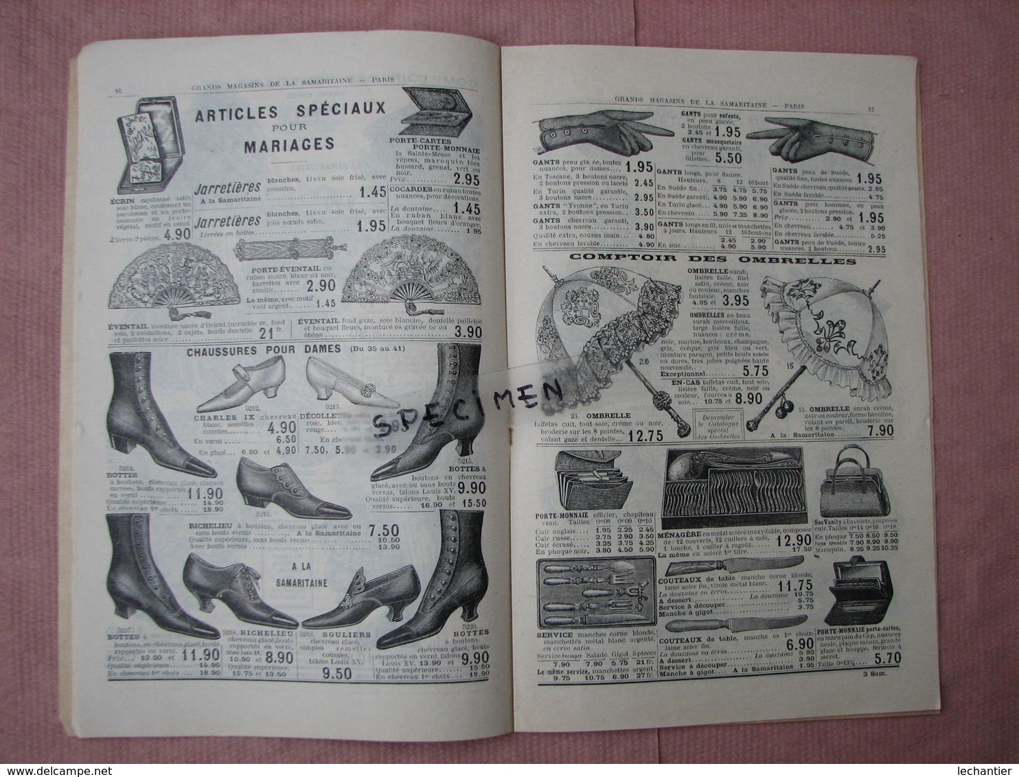 La Samaritaine 1908 Catalogue TOILETTES DE MARIEES ,bijoux,trousseaux,mailles. 34 Pages TBE - Mariage