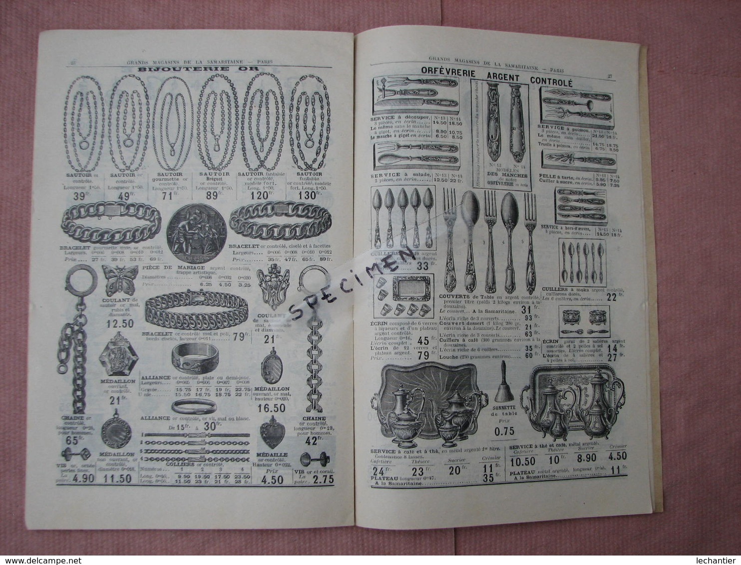 La Samaritaine 1908 catalogue TOILETTES DE MARIEES ,bijoux,trousseaux,mailles. 34 pages TBE