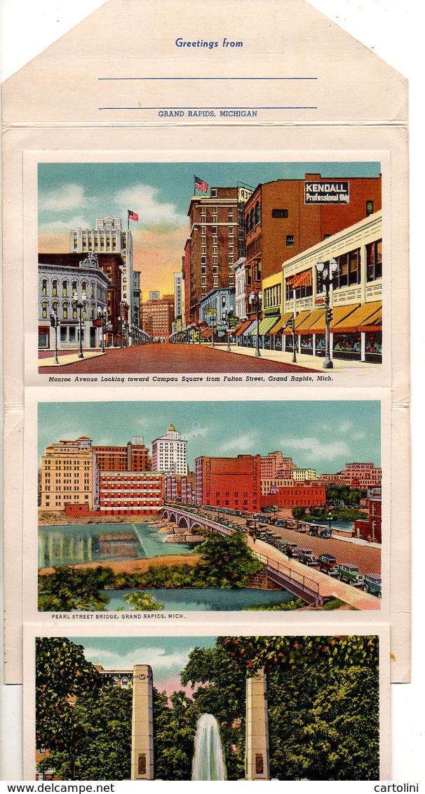 USA Michigan Grand Rapids   Map  W/ 18 Views ( 9x2)  Envelopje 18 Zichten Vues  Rare Zeldzaam - Grand Rapids