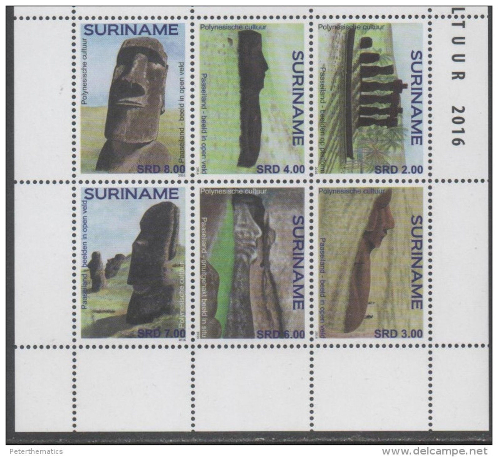 SURINAME, 2016, MNH, POLYNESIAN CULTURES, ARCHAEOLOGY, 6v - Other & Unclassified