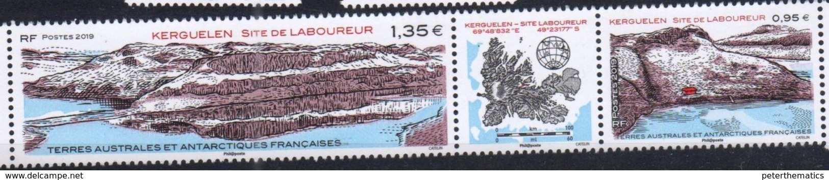 TAAF ,  FRENCH ANTARCTIC, 2019, MNH,KERGUELEN, ANTARCTIC LANDSCAPES, 2v+TAB - Other & Unclassified