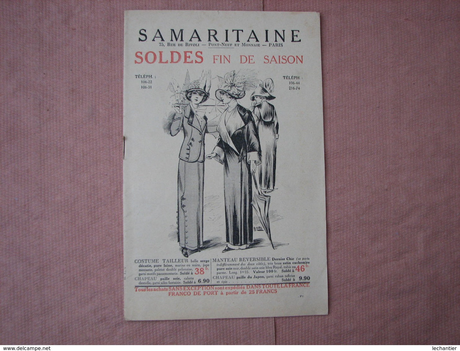 La Samaritaine 1911 -1913 - 2 catalogues soldes d'été  et soldes fin de saison TBE