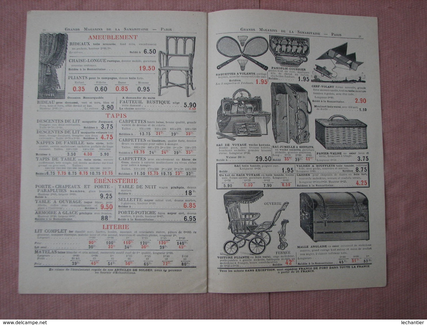 La Samaritaine 1911 -1913 - 2 catalogues soldes d'été  et soldes fin de saison TBE