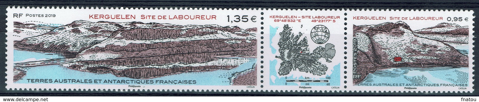 FSAT (TAAF), Laboureur Inlet, Kerguelen Island, 2019, MNH VF  Pair + Label - Unused Stamps