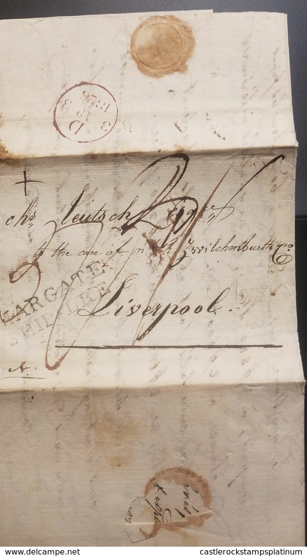 O) 1826 BRAZIL, PREPHILATELY-PERNAMBUCO -TO LIVERPOOL WITH HAND STRUCK MARGATE SHIP LREIN BLACK ON FACE ROBERTSON S4-RAT - Prephilately