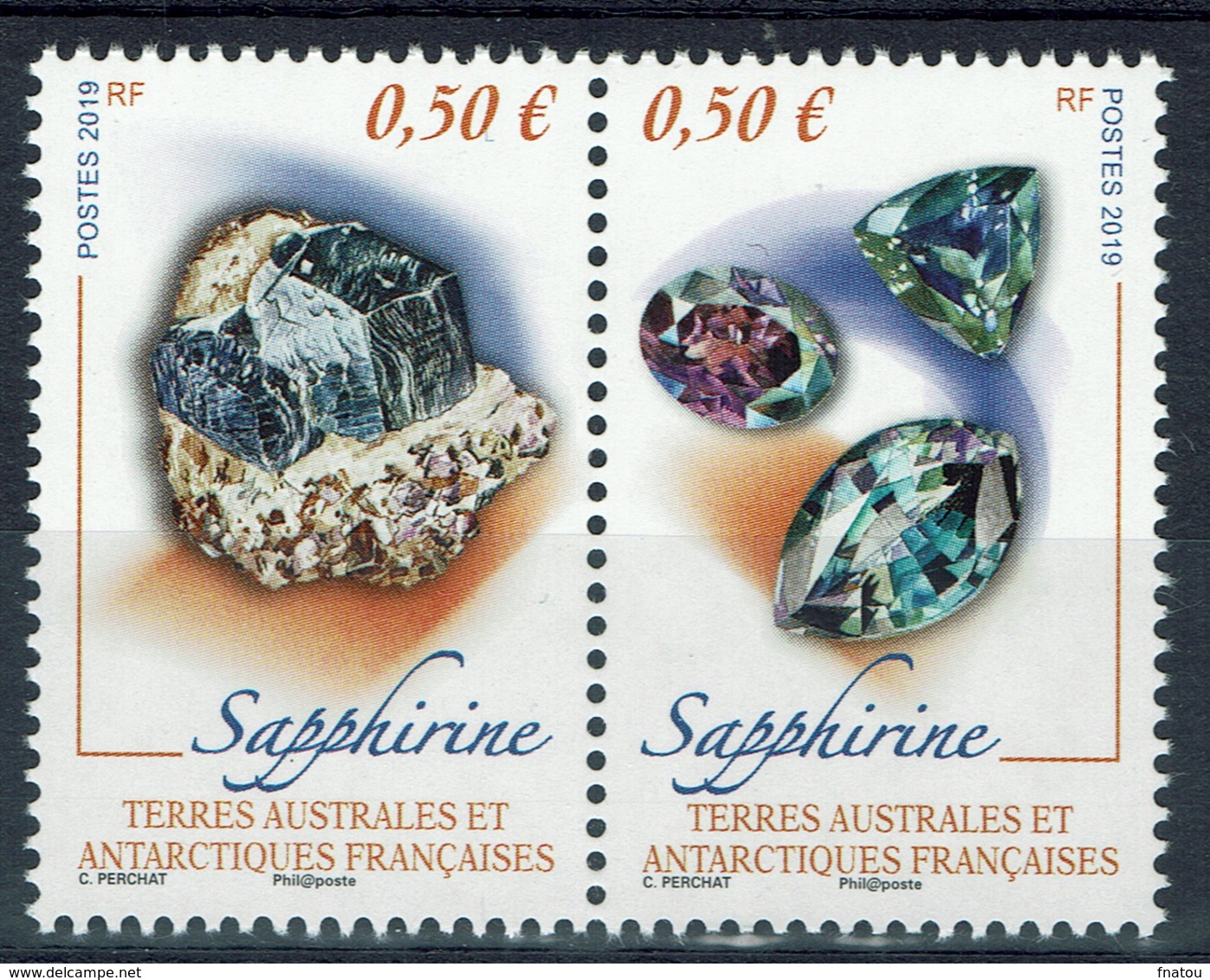 FSAT (TAAF), Mineral, Sapphirine, 2019, MNH VF  A Pair Se-tenant - Nuovi