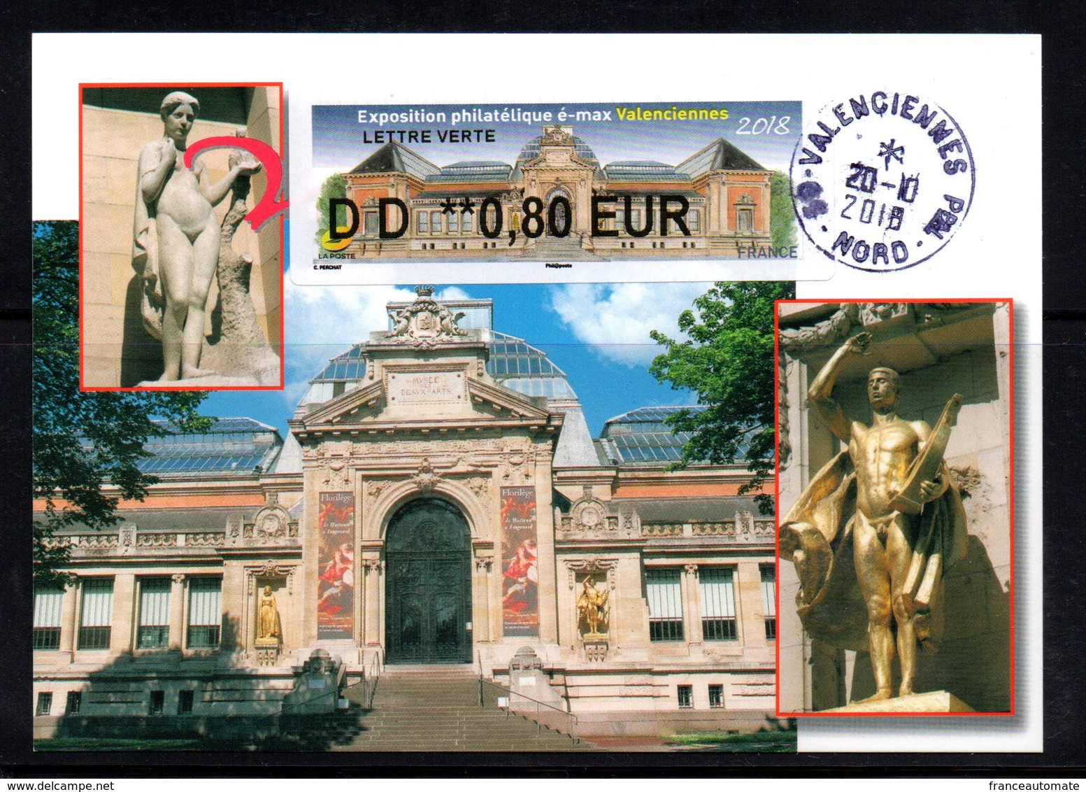 ATM, CARTE MAXIMUM, LISA2, 0.80€, FDC, 20/10 /2018, MUSÉE Des Beaux-arts, Valenciennes, Gravée Par Mme Perchat , - 2000-2009