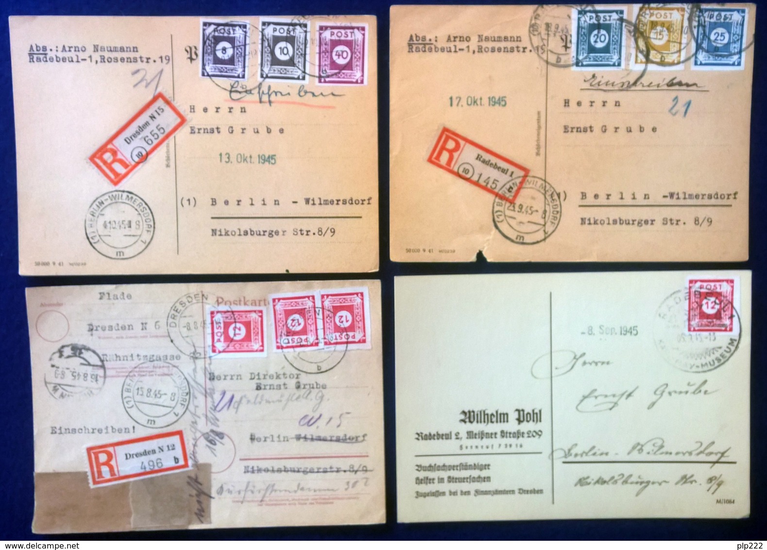 Germania Zona Sovietica Dresda 1945 4 Postal Card VF - Autres & Non Classés