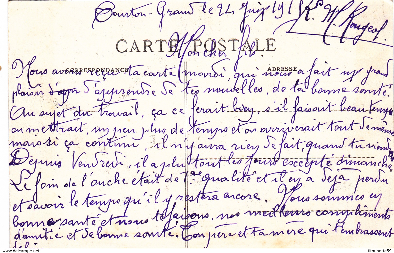 23-AUBUSSON-GUERRE FRANCO-ALLEMANDE 1914-"Nos Soldats Du 162e Ne Perdent Pas Leur Gaité..."-Pierre MOTHE AUBUSSON-1915- - Aubusson