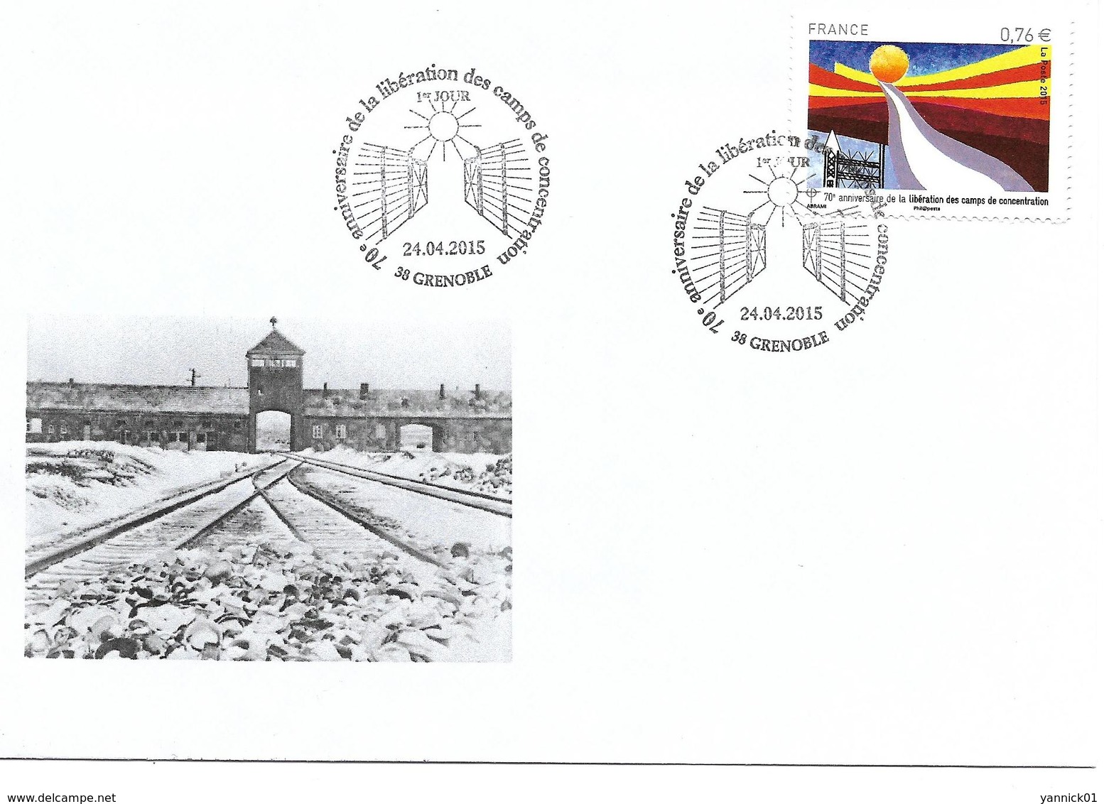 GUERRE 1939 1945 - ANNIVERSAIRE LIBERATION CAMPS DE CONCENTRATION - GRENOBLE 2015 - FDC - WW2