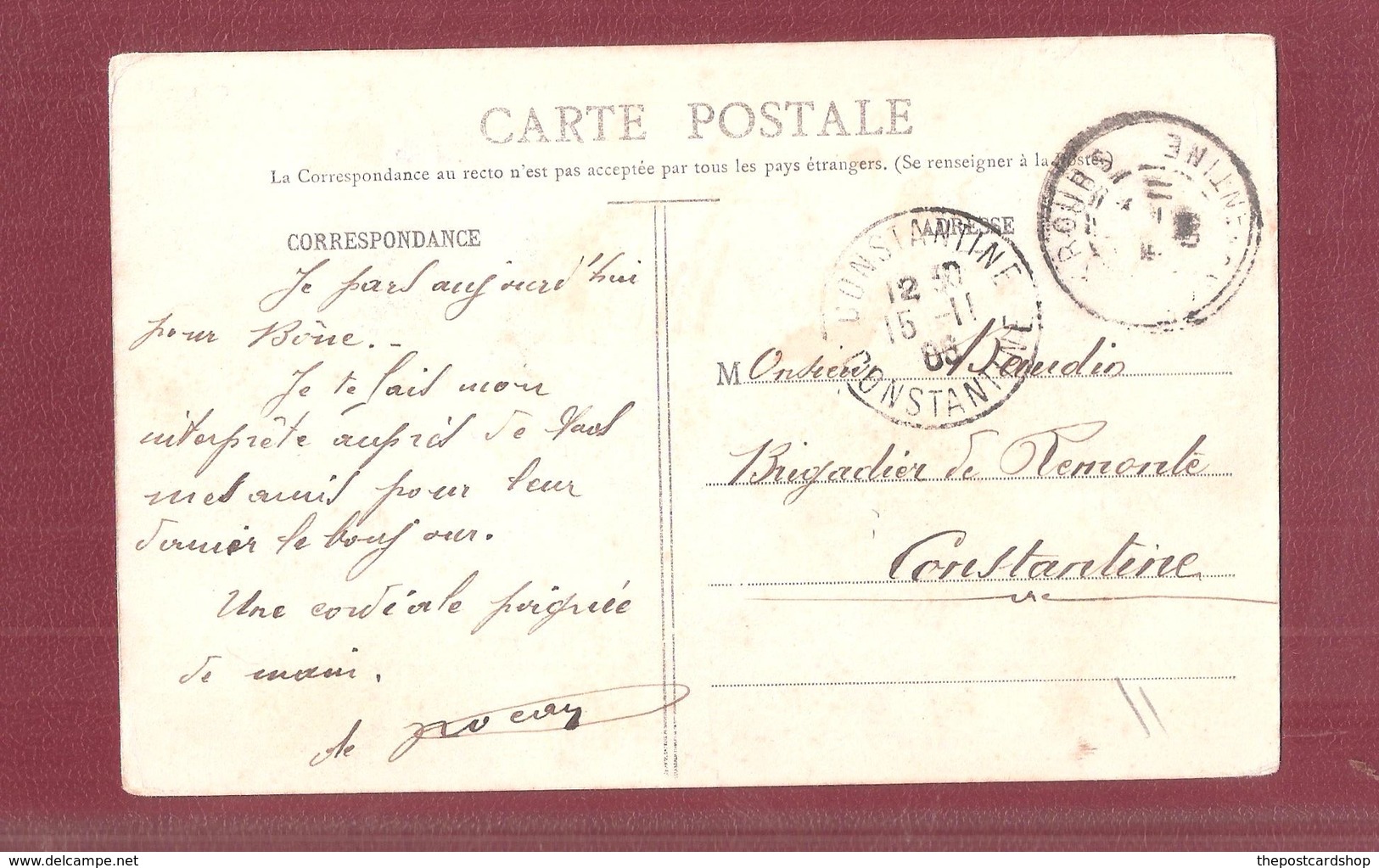 ALGERIE CPA KROUBS Postmarks X2 1908 & Also CONSTANTINE Postmark (2 Scans) - Altri & Non Classificati