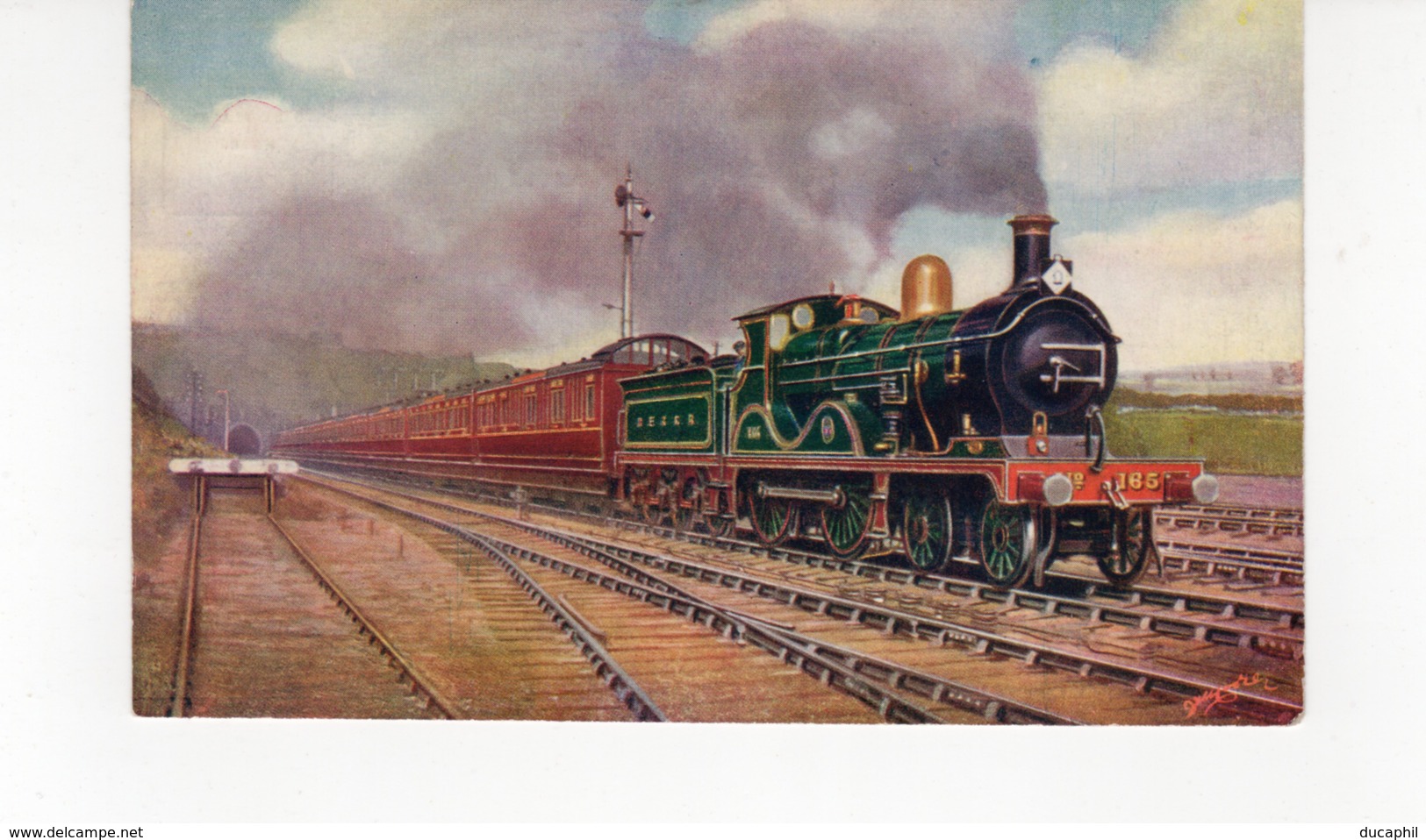 LES LOCOMOTIVES  (Royaume-Uni) S.E.&C. RAILWAY FOLKESTONE BOULOGNE BOAT TRAIN LEAVING FOLKESTONE. - Eisenbahnen