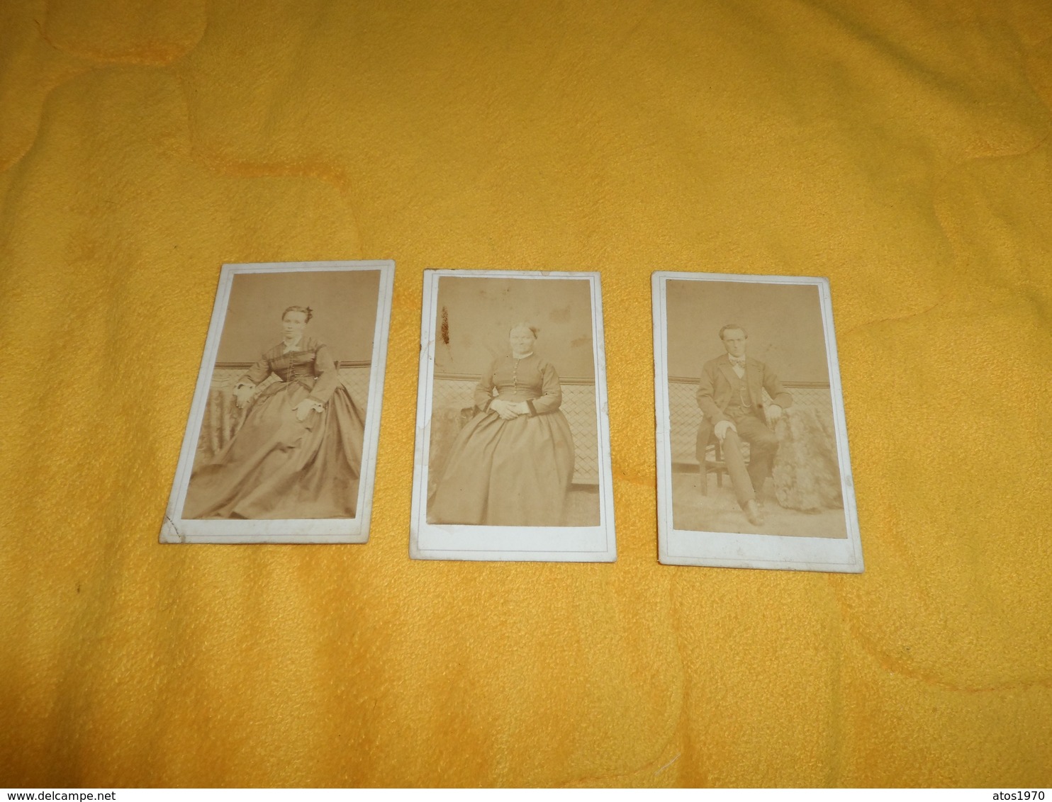 LOT DE 3 PHOTOS ANCIENNES DE 1874. / FELIX GIROD PHOTOGRAPHE. / PORTRAIT ANOTATION LA FERTE FRESNEL.. - Anciennes (Av. 1900)