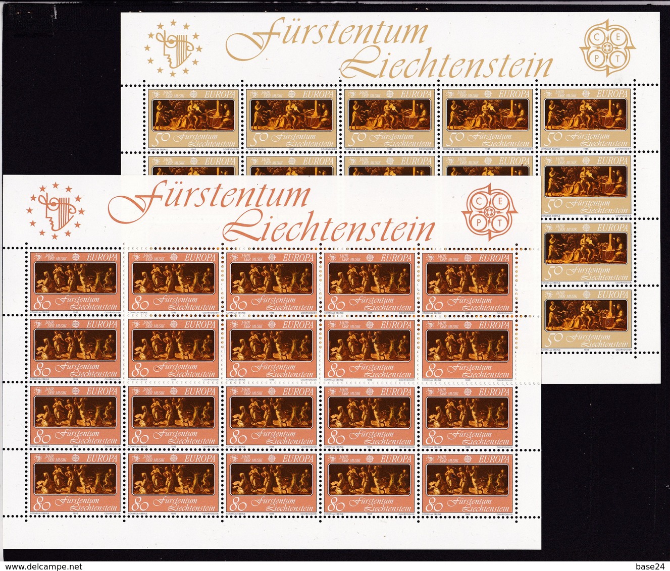 1985 Liechtenstein EUROPA CEPT EUROPE 20 Serie Di 2v. MNH** Minifogli 2 Minisheets - 1985